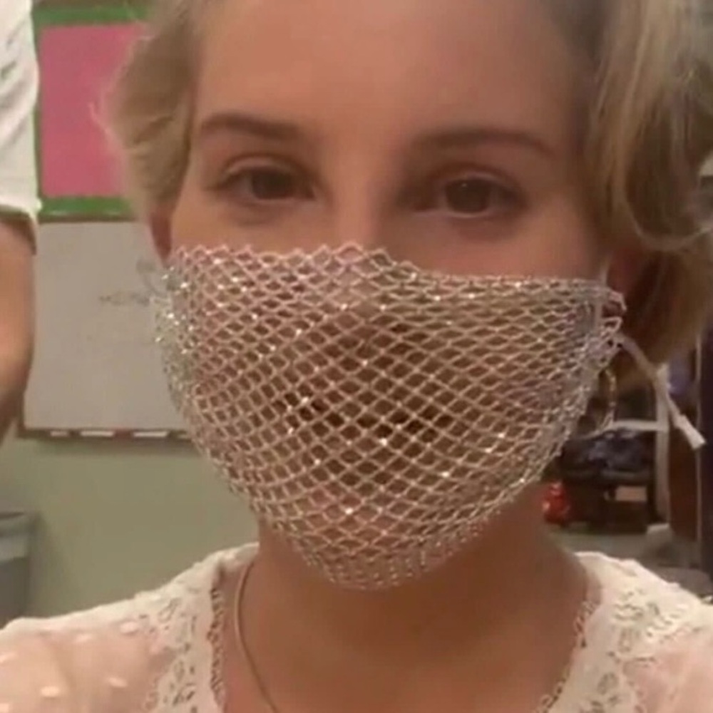 Lana Del Rey Sparkling Rhinestone Mesh Mask - Picture 2 of 2